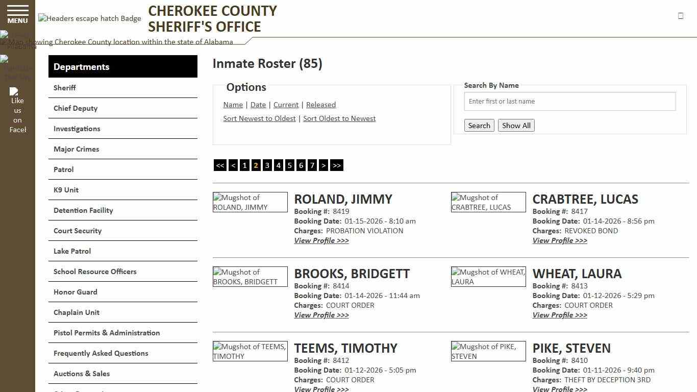 Inmate Roster - Page 2 Current Inmates Booking Date Descending - Cherokee County Sheriff AL